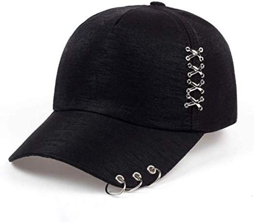 XJIUER hat Sombrero Visera Gorra de aro para Mujer con Anillo Color Dorado Rebote Hip Hop Sombrero Mujer Hombre papá