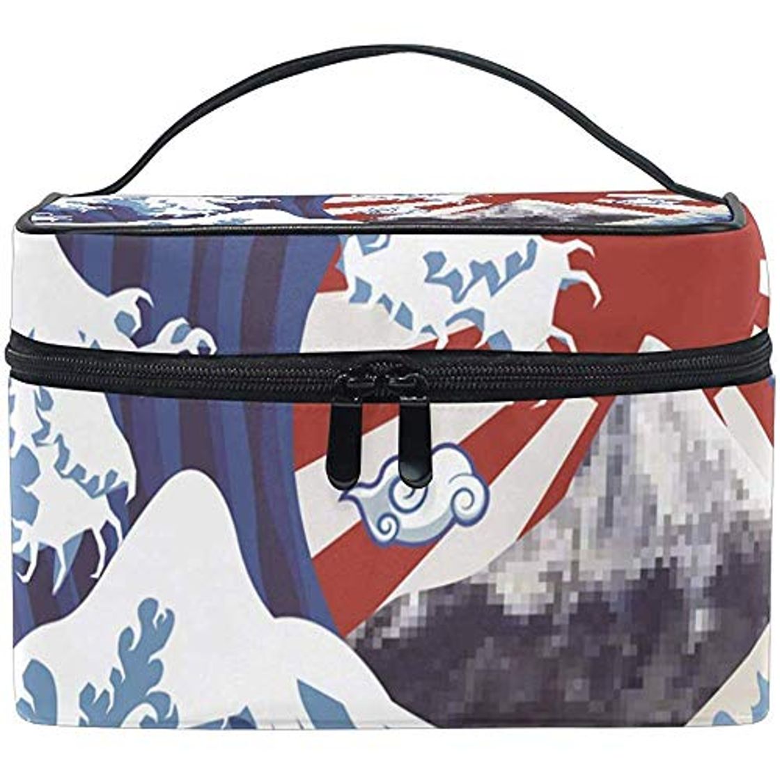 Moda Bolsas de cosméticos Sea Wave Japan Flag Organizador de Maquillaje de Viaje