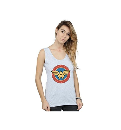 DC Comics Mujer Wonder Woman Circle Logo Camiseta Sin Mangas Deporte Gris Small