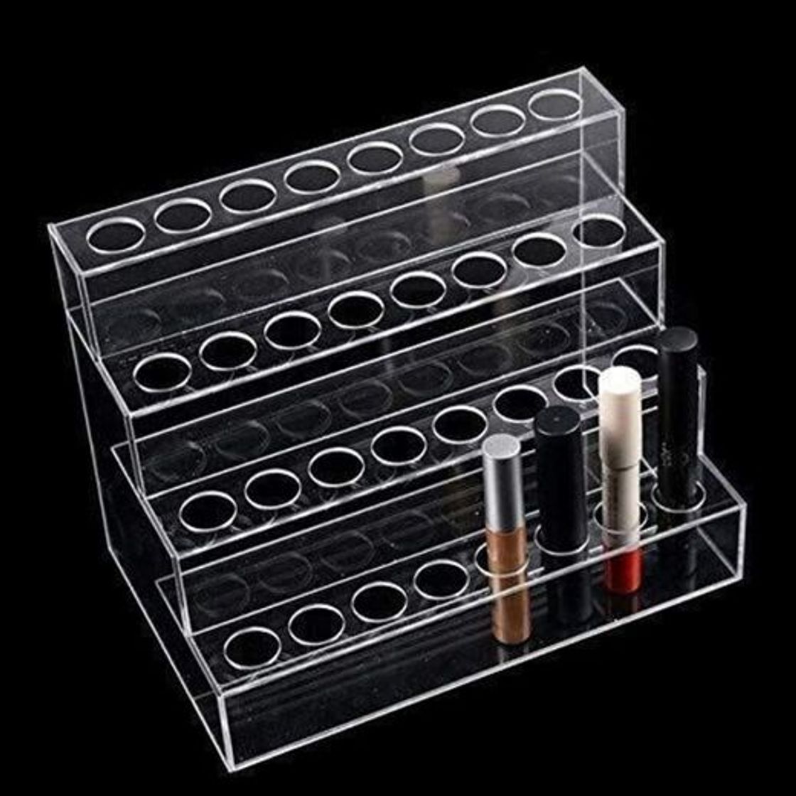 Social TZSMSSH Joyero Cosmética Caja de Almacenamiento de 4 Capas Transparente for uñas de acrílico Titular Polaco Rack 60 Hoyos Pintalabios Delineador de Ojos Almacenamiento Brow Lápiz de ceja Rímel