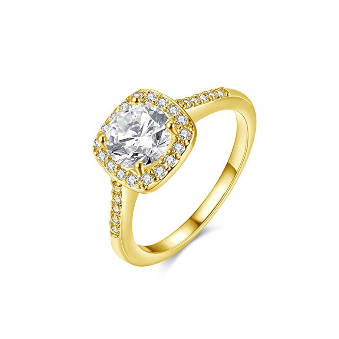 Producto Uloveido Gold Plated Princess Cut Square Solitaire White CZ Promise Ring Wedding