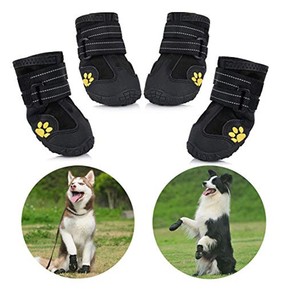 Lugares Zapatos para Perros, 4 Pcs Impermeable Zapatos Perro para Mediano y Grandes