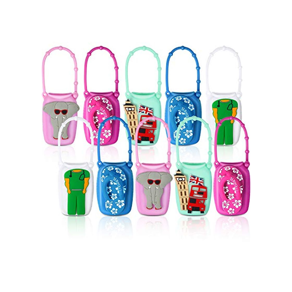 Social 10 Estuches Desinfectantes de Mano Silicona Dibujos Animados Funda Protectora de Botella Colorida 50 ml Caja Contenedor Viaje Portátil para Desinfectante 50 ml Soporte de Botella de Jabón Líquido