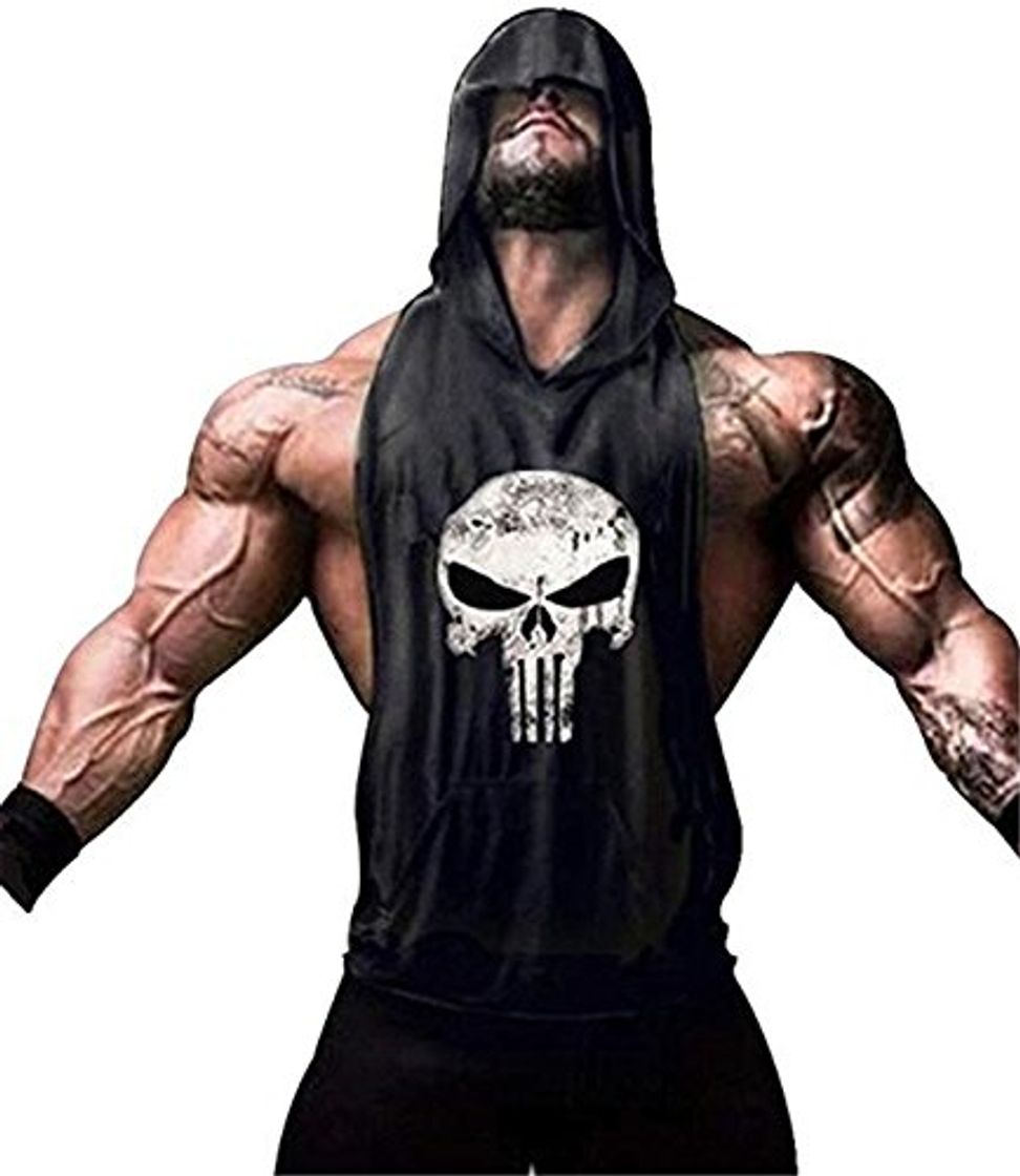Social YeeHoo Hombre Camisetas de Tirantes con Capucha Deportiva Fitness Culturismoa Tank Top