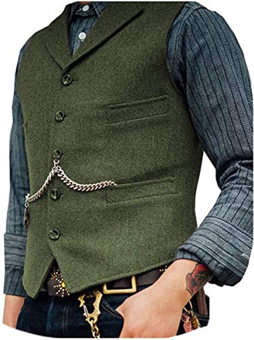 Social TPSAADE Herringbone Chaleco Formale Business Notch Revers traje chaleco de lana