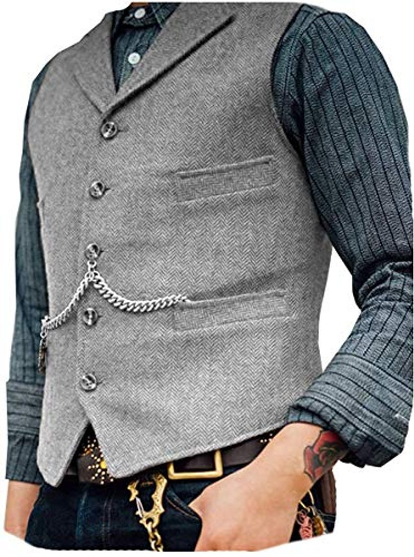 Social TPSAADE Herringbone Chaleco Formale Business Notch Revers traje chaleco de lana