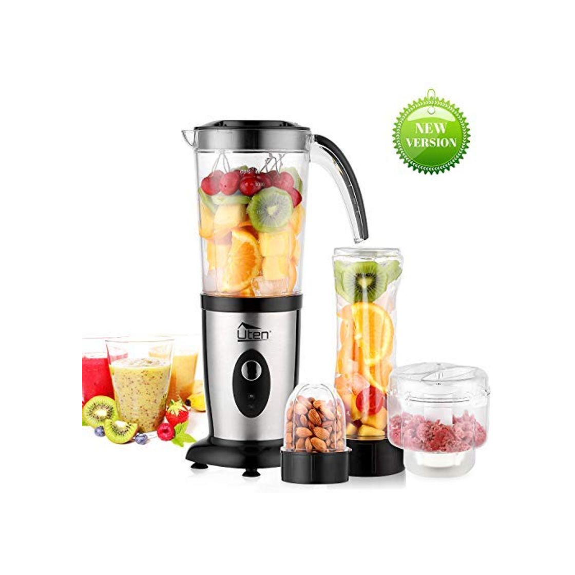 Social Uten Batidoras Multifuncional, Máquina de Batidos de Elétrica de Acero Inocidable,Picadora, Exprimidor,