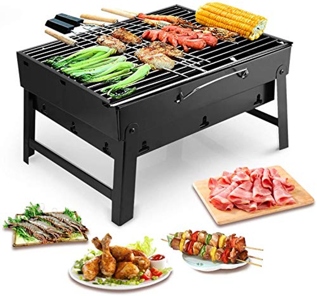 Social Uten Barbacoa Portátil de Carbón Mini Barbacoa Plegable Parrillada Asador al Aire Libre BBQ con Rejillas de Acero Inoxidable