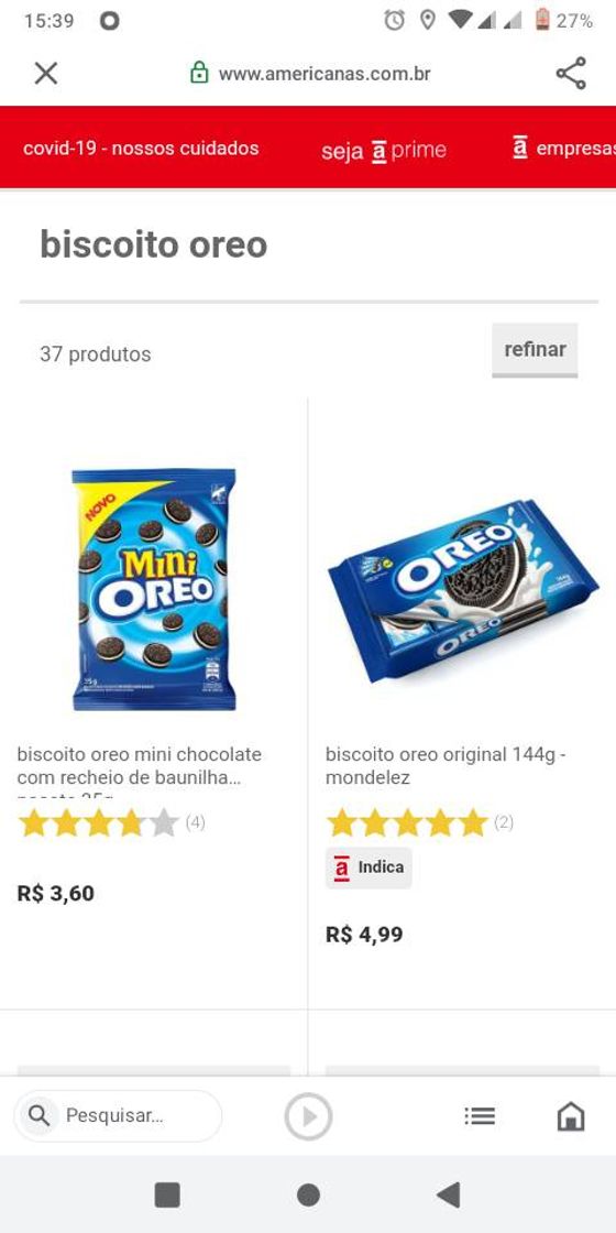 Moda Biscoito Oreo em Promoção nas americanas