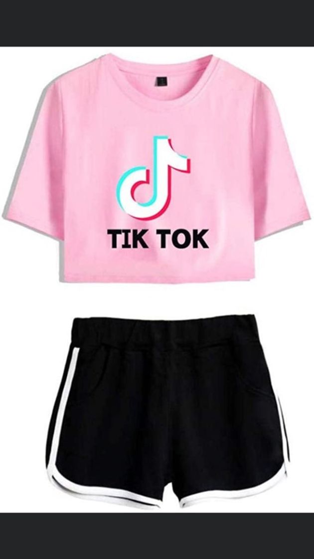 Fashion 😍2 Piezas- Camiseta de Manga Corta TIK Tok con Pantalón 