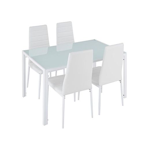TecTake Conjunto de Mesa y 4 sillas de Comedor