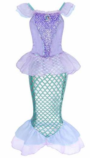 AmzBarley Pequeña Sirena Sirenita Ariel Princesa Traje Vestido Disfraz Niña Chica Infantil