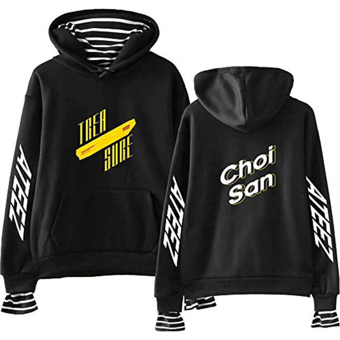 Social ATEEZ Fake Dos Sudaderas con Capucha Treasure EP Pullover Hong Joong Seong Hwa Yun Ho Yeo Sang San Min Gi Woo Young Jong Ho Abrigos Casuales Manga Larga Sweater Sweatshirt Moda Mujeres
