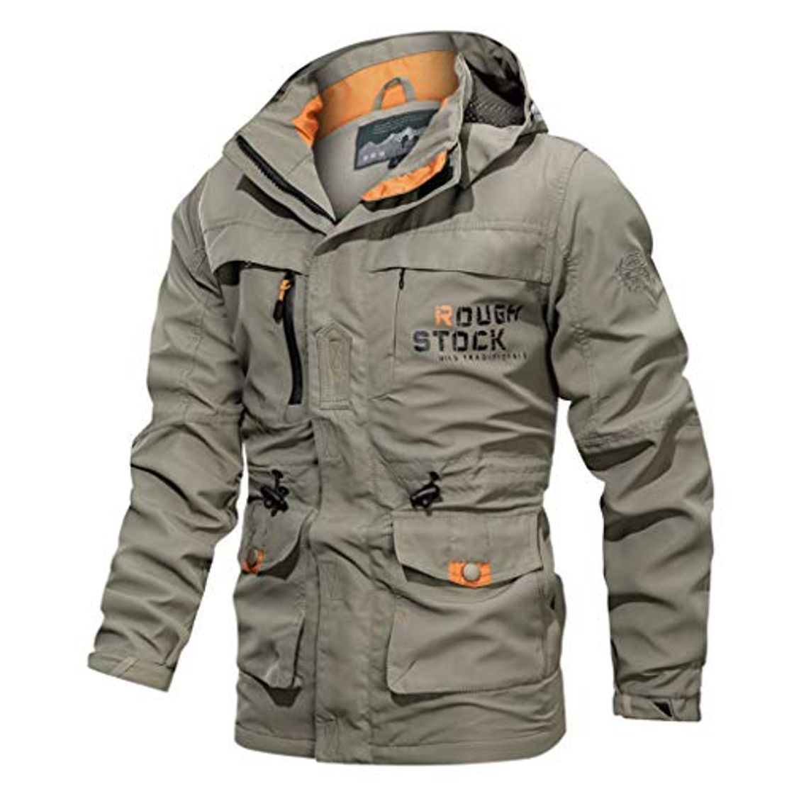 Social LANSKIRT Chaqueta Hombre Invierno Larga Parka Abrigos Casual con Capucha Espesar Trabajo con Múltiples Bolsillos Cortavientos Cazadoras Patchwork Outwear con Estampadas Sudadera Talla Grande 4XL