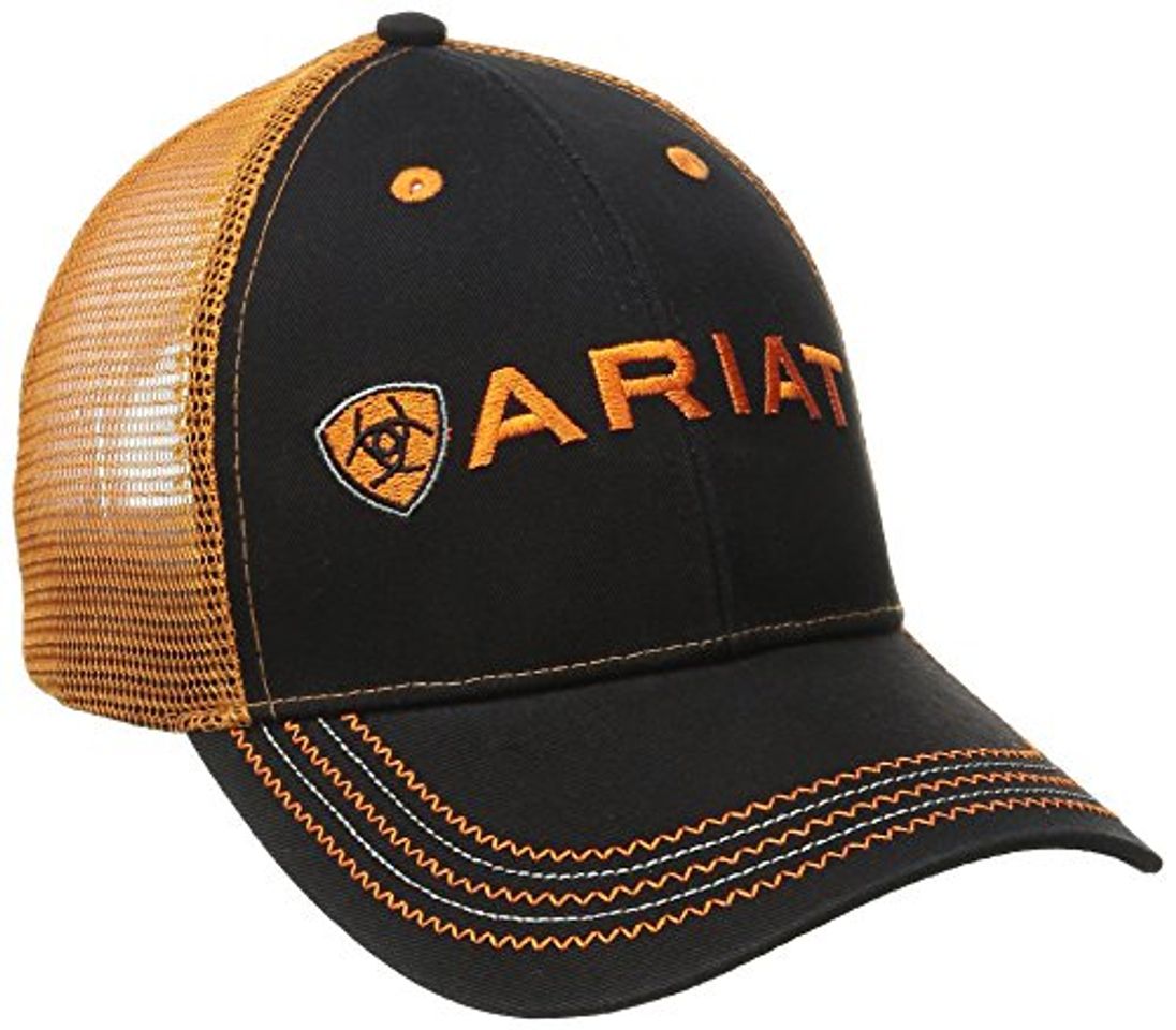 Fashion Ariat Men's Black Orange Mesh Hat