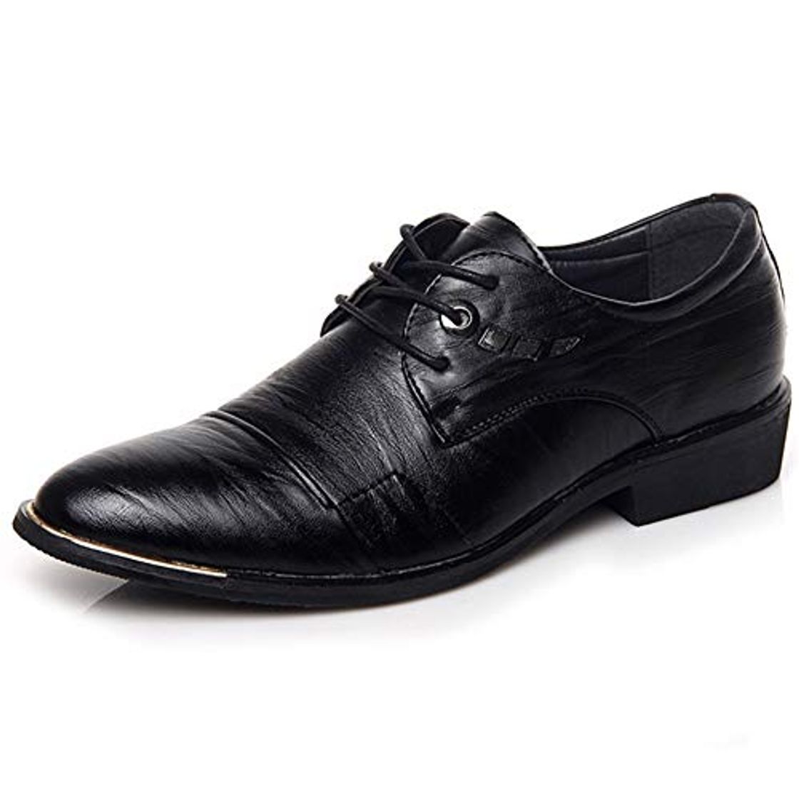 Moda XYZDZ Desgaste Formal de Oxford Zapatos de Cuero de los Hombres de Negocios clásicos de Encaje hasta Cuero del Metal en Punta del Dedo del pie Decorativa Tapa del tacón Antideslizante para homb