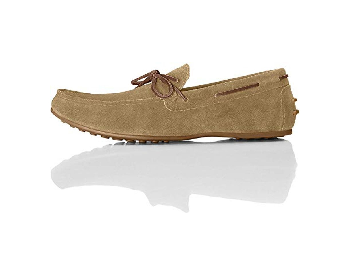 Moda FIND Mocasines de Ante estilo Naútico para Hombre, Beige