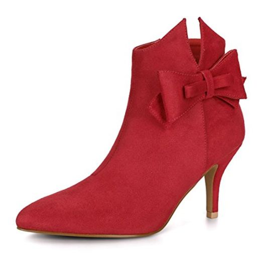 Allegra K Botines De Tacón De Aguja con Puntera Puntiaguda Arco para Mujer Rojo 40 EU