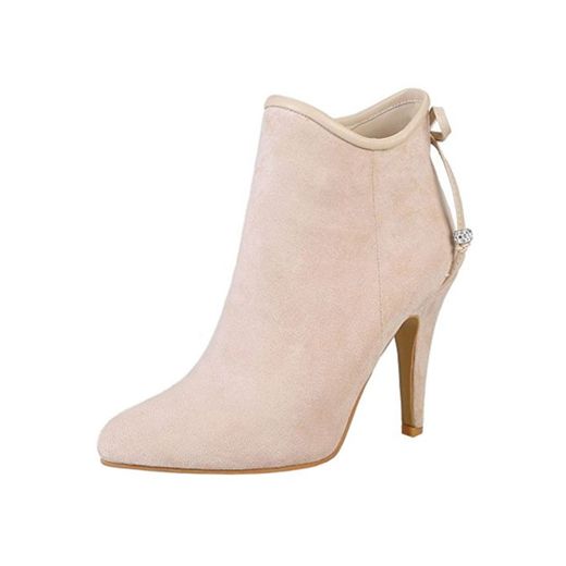 Lydee Dulce Mujer Botas Cortas Cremallera Zapatos de Oto?o Tacon Ivory Talla 36