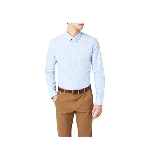 Marca Amazon - find. Regular Oxford - Camisa Hombre, Azul