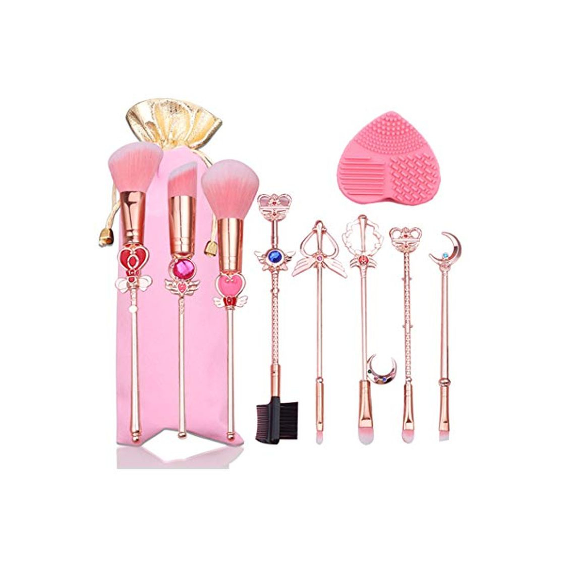 Social 8 Pcs Sets de brochas para maquillaje,gold Cardcaptor Sakura/Sailor Moon Brand Pinceles