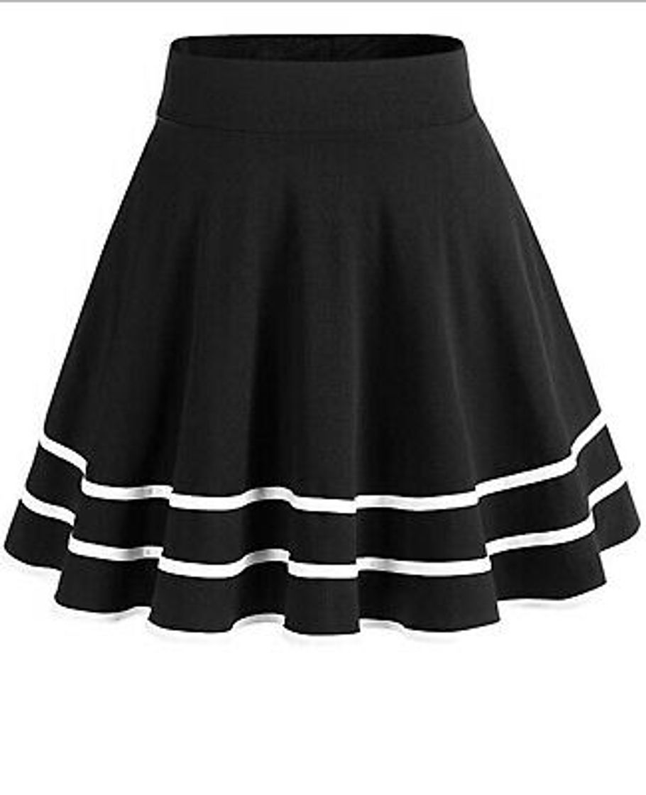 Moda DRESSTELLS Falda Mujer Mini Corto Elástica Plisada Básica Multifuncional Black M