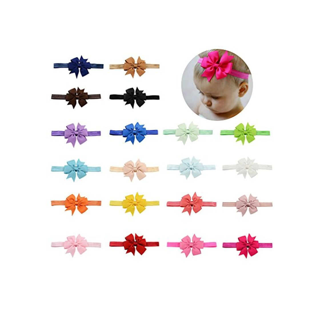 Fashion Baby Girls Headbands Elastic Bowknot Banda para el cabello suave para niños niño infantil 20pcs