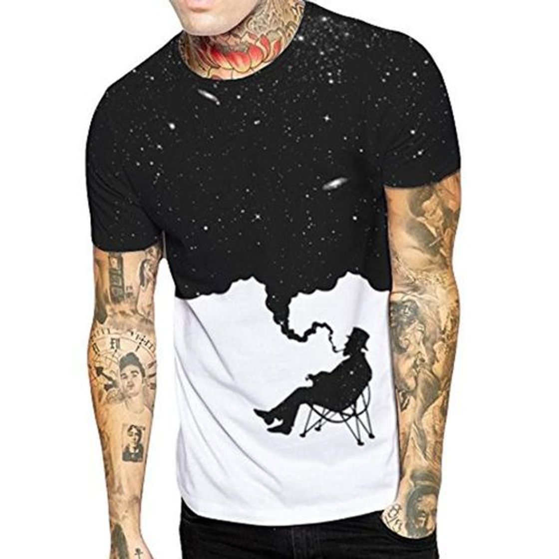 Social LuckyGirls Camisetas Hombre Color de Hechizo Estampado de Fumar Originales Manga Cortos