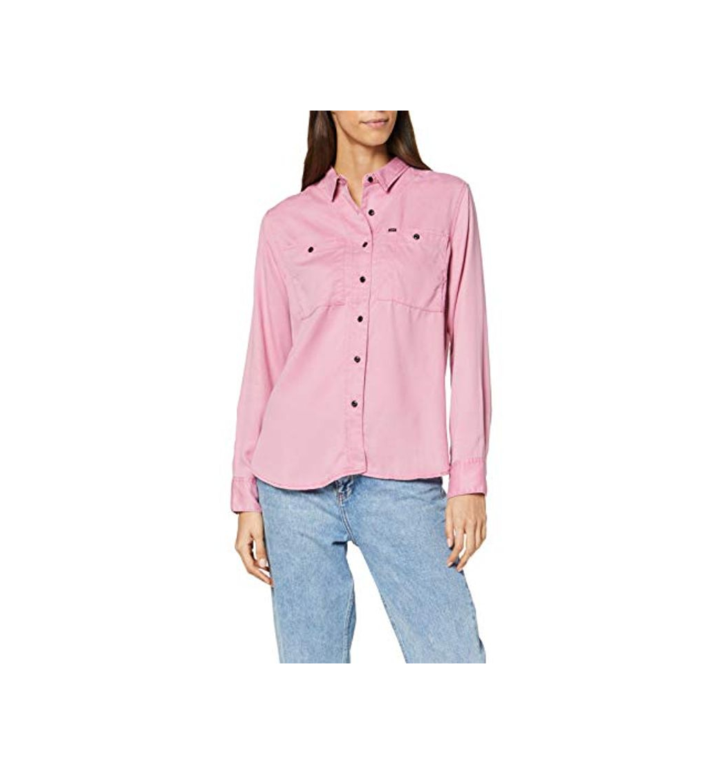 Moda Lee Feminine Worker Shirt Blusa, Rosa