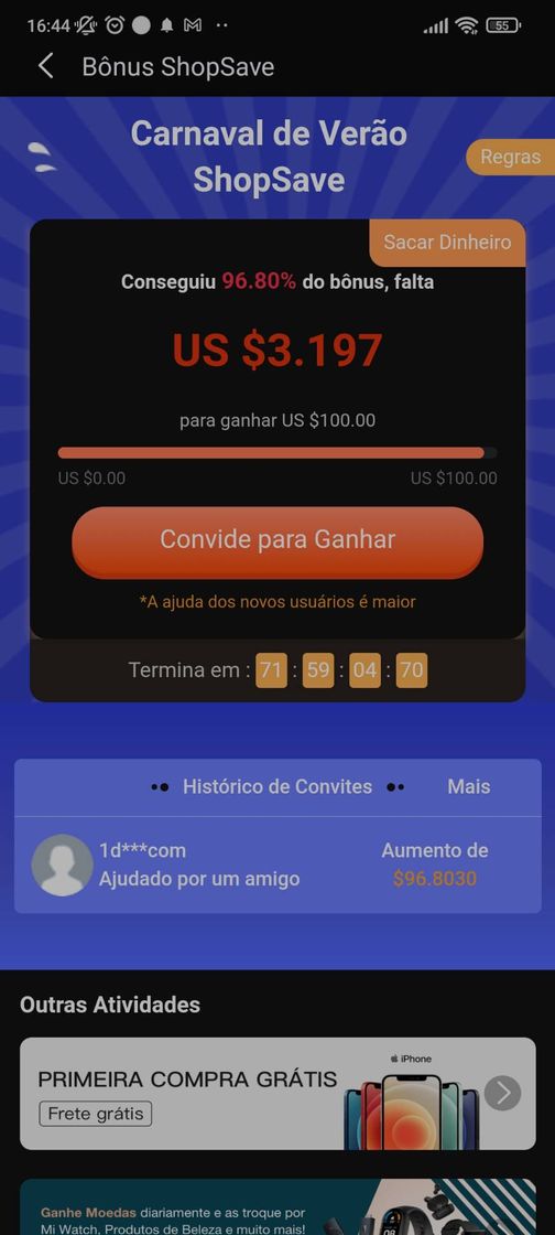 App (Código: AJWUAW) Ganhe dinheiro com shop save, até $100