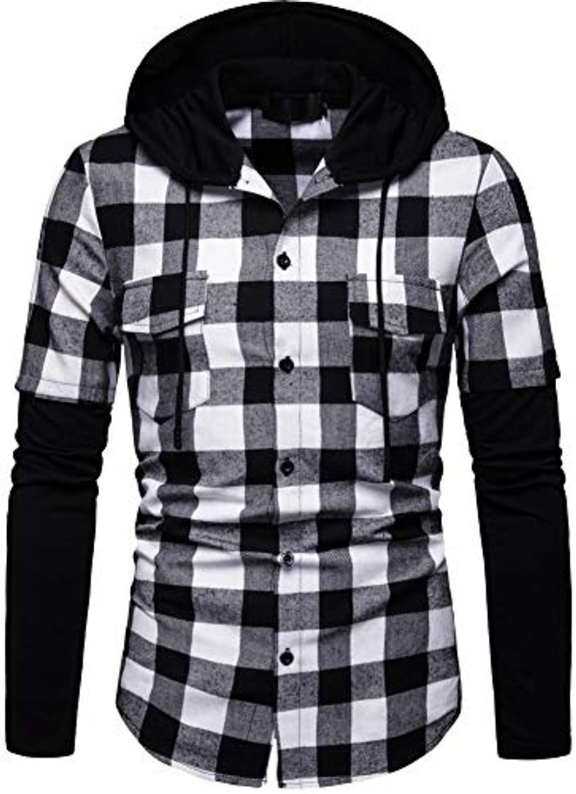Social Blusa de Hombre Camisetas de Cuadros Ocasionales de los Jersey Blusa con