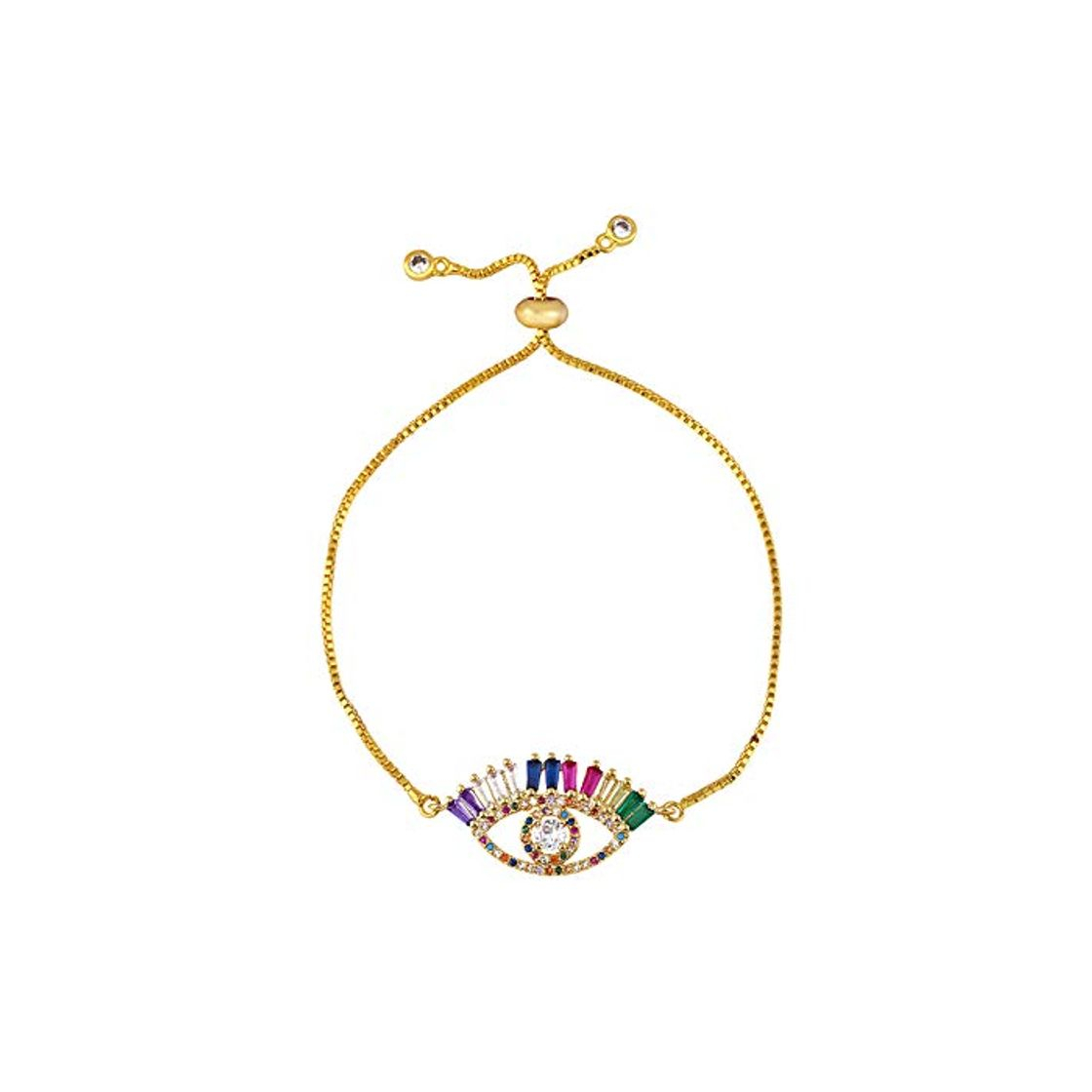 Fashion Nobrand Rainbow Evil Eye Pulsera Mujer Zirconia Azul Ojo Pulsera 24K Oro Turco Ojo Joyería Tenis Pulseira Olho Grego