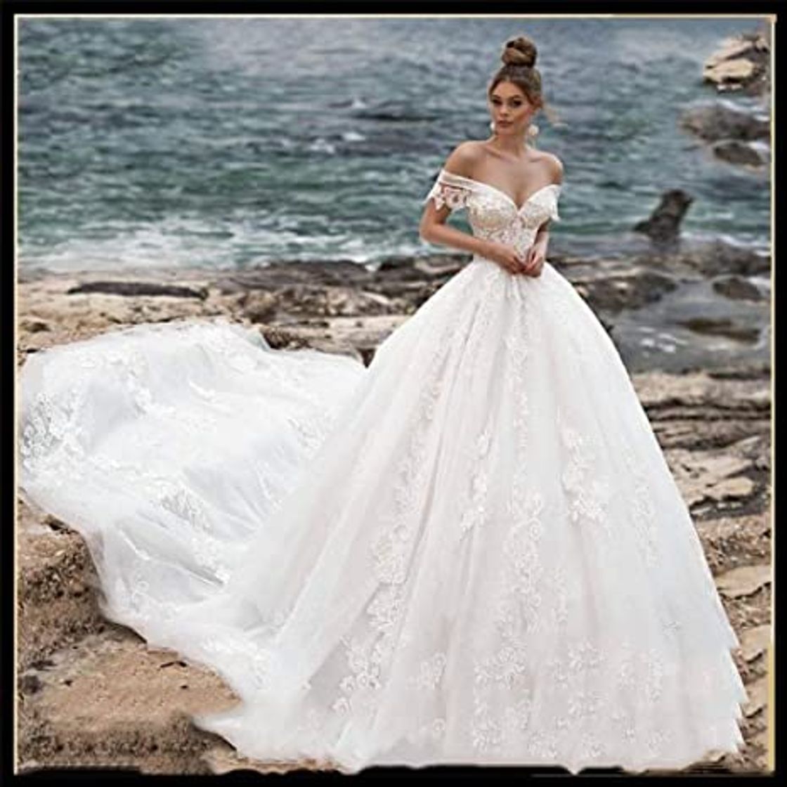 Fashion QING XIN-1225 Wedding Dress,Prom Dresses Rebordeó la Novia de la Boda Floral