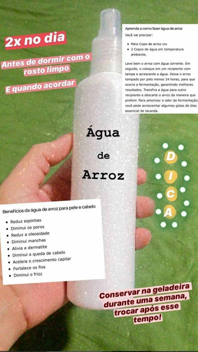 Moda Água de arroz para pele