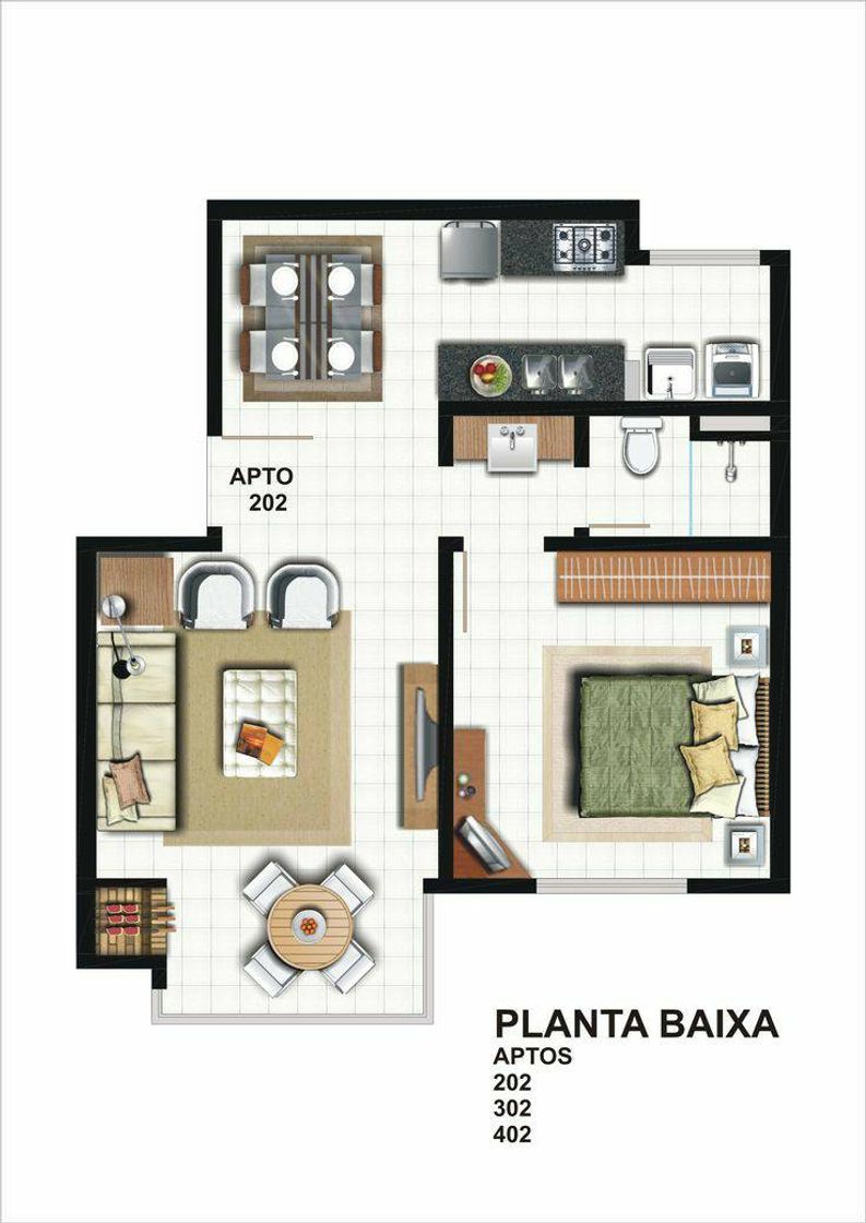 Moda Planta baixa com um quarto