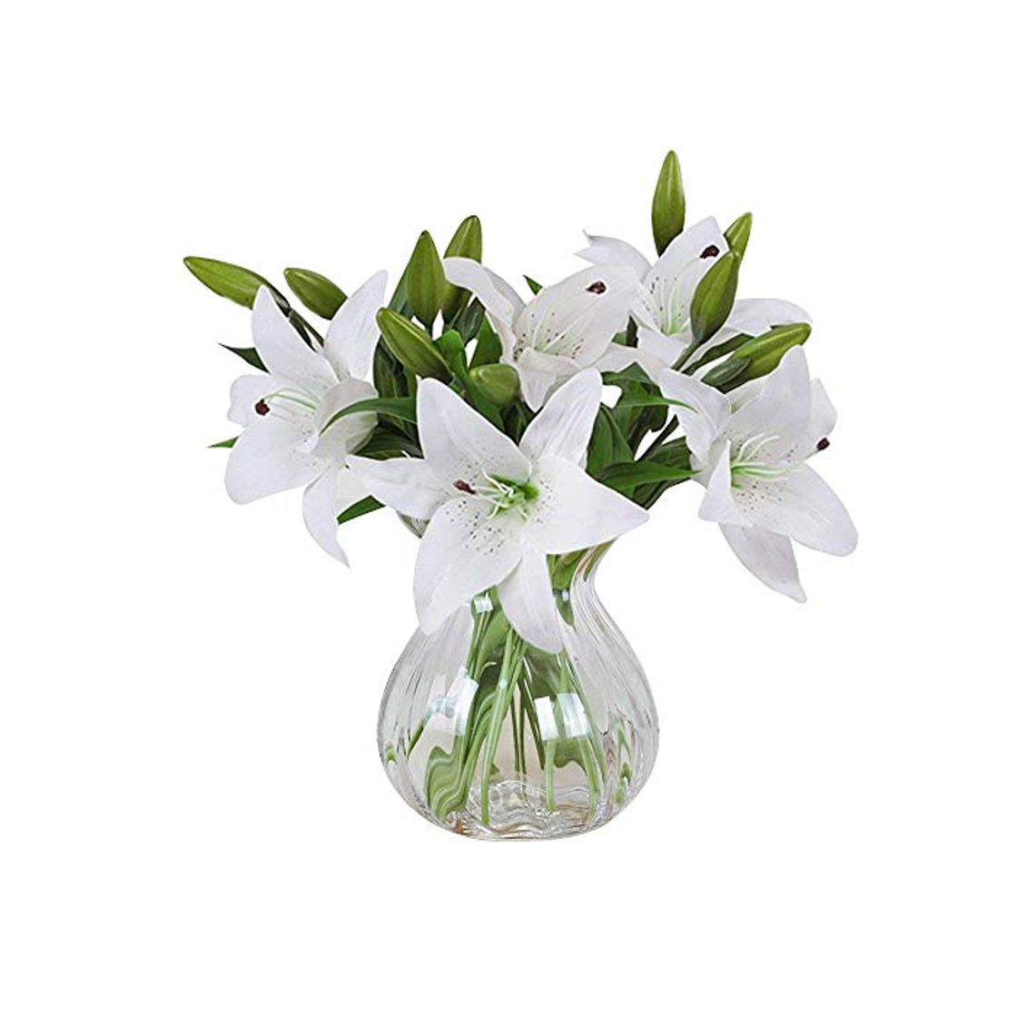 Home MEIWO Flores Artificiales, 5 Pcs Real Toque Látex Artificial Lillies Flores en