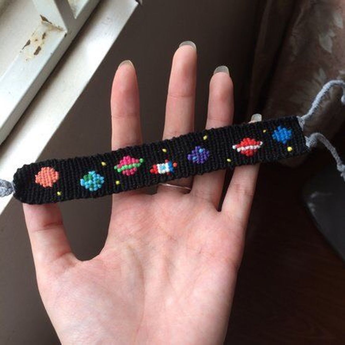 Moda 🍒 pulseira de planetas de macramê 🍄