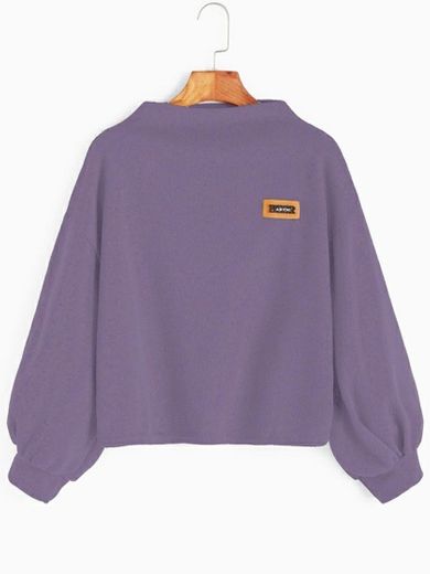 Lantern Sleeve Patch Sweatshirt