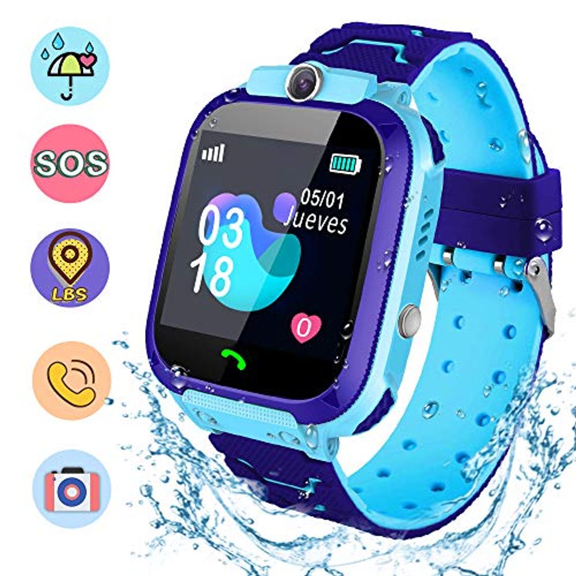 Social NAIXUES Smartwatch Niños, Reloj Inteligente Niño IP67, LBS, Hacer Llamada, Chat de