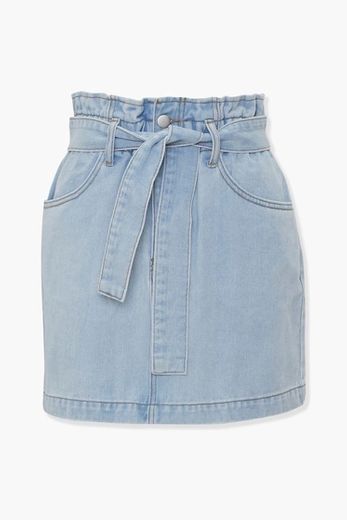 Denim Button-Front Mini Skirt