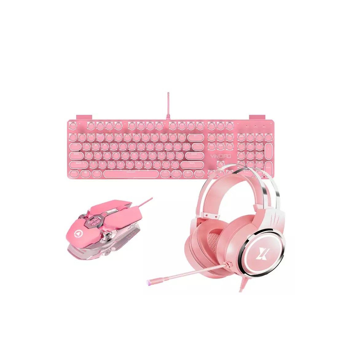 Product Juegos de teclado y Mouse para niñas en color rosa