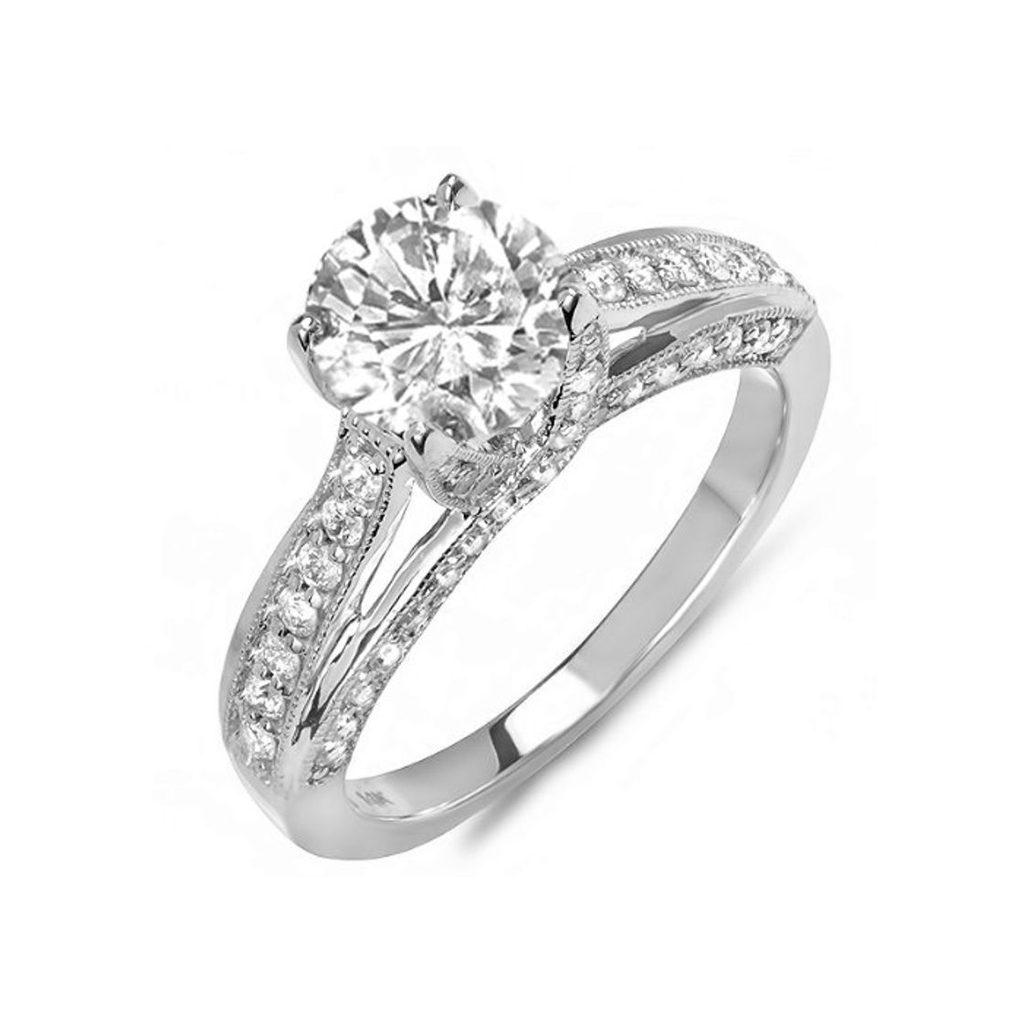 Social DazzlingRock - Anillo de compromiso de oro blanco de 14 quilates con