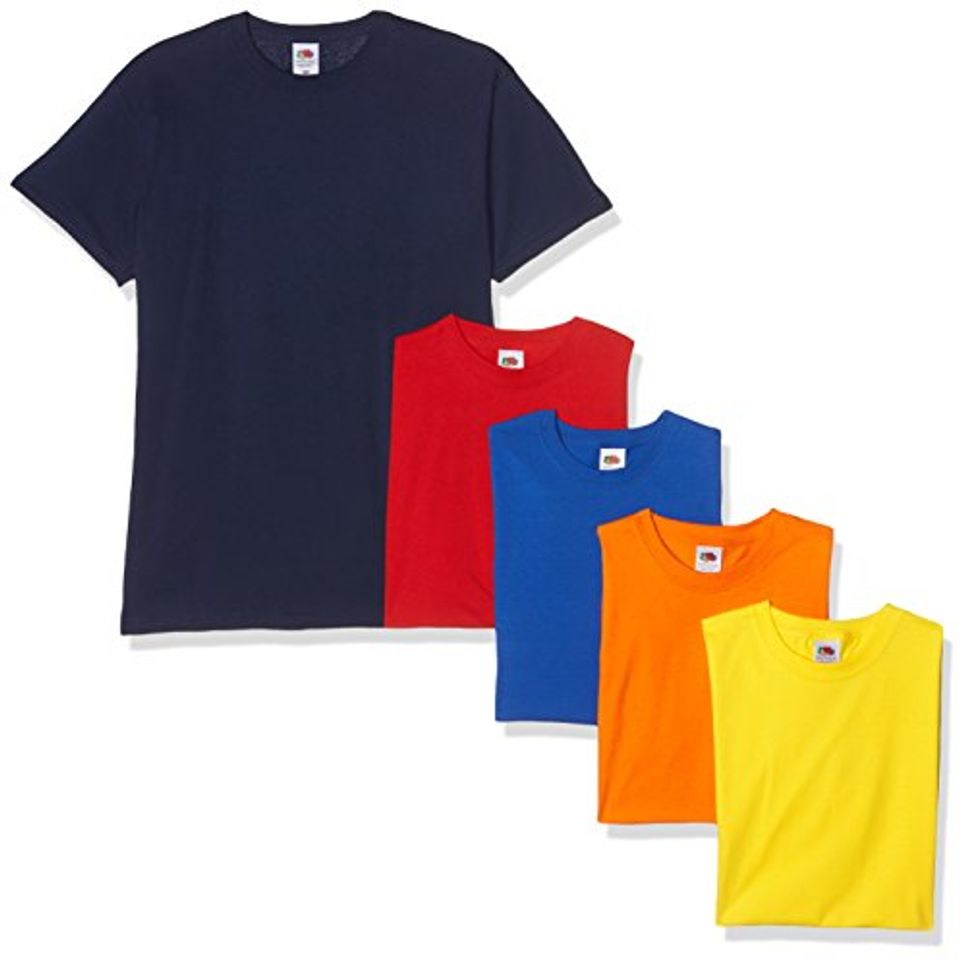 Moda Fruit of the Loom Valueweight Short Sleeve Camiseta, Azul Marino/Rojo/Naranja/Real/Amarillo, L