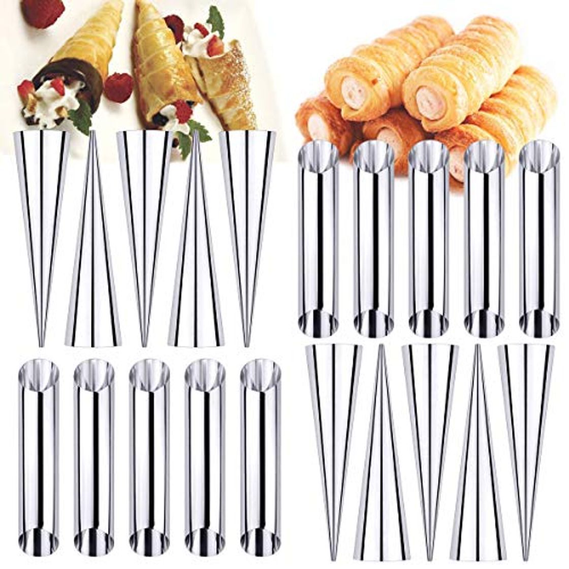 Social BETOY moldes para repostería 20PCS Moldes De Cuerno Crema Tubos de Acero