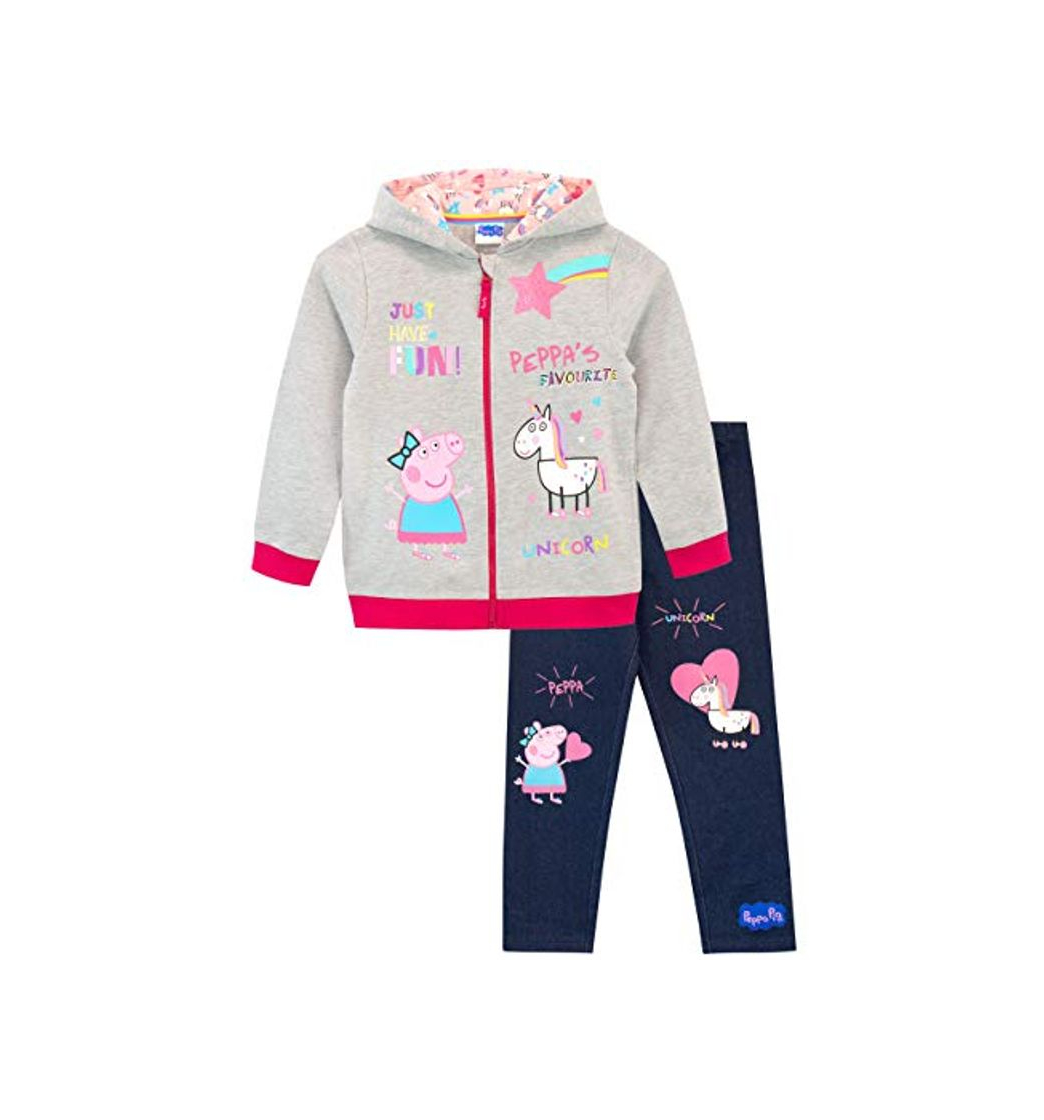 Social Peppa Pig Conjunto de Sudadera con Capucha y Leggings para Niñas Unicornio