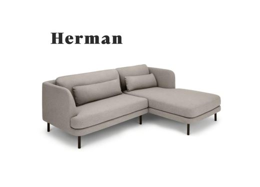 Sofá con chaise longue a la derecha Herman, gris
