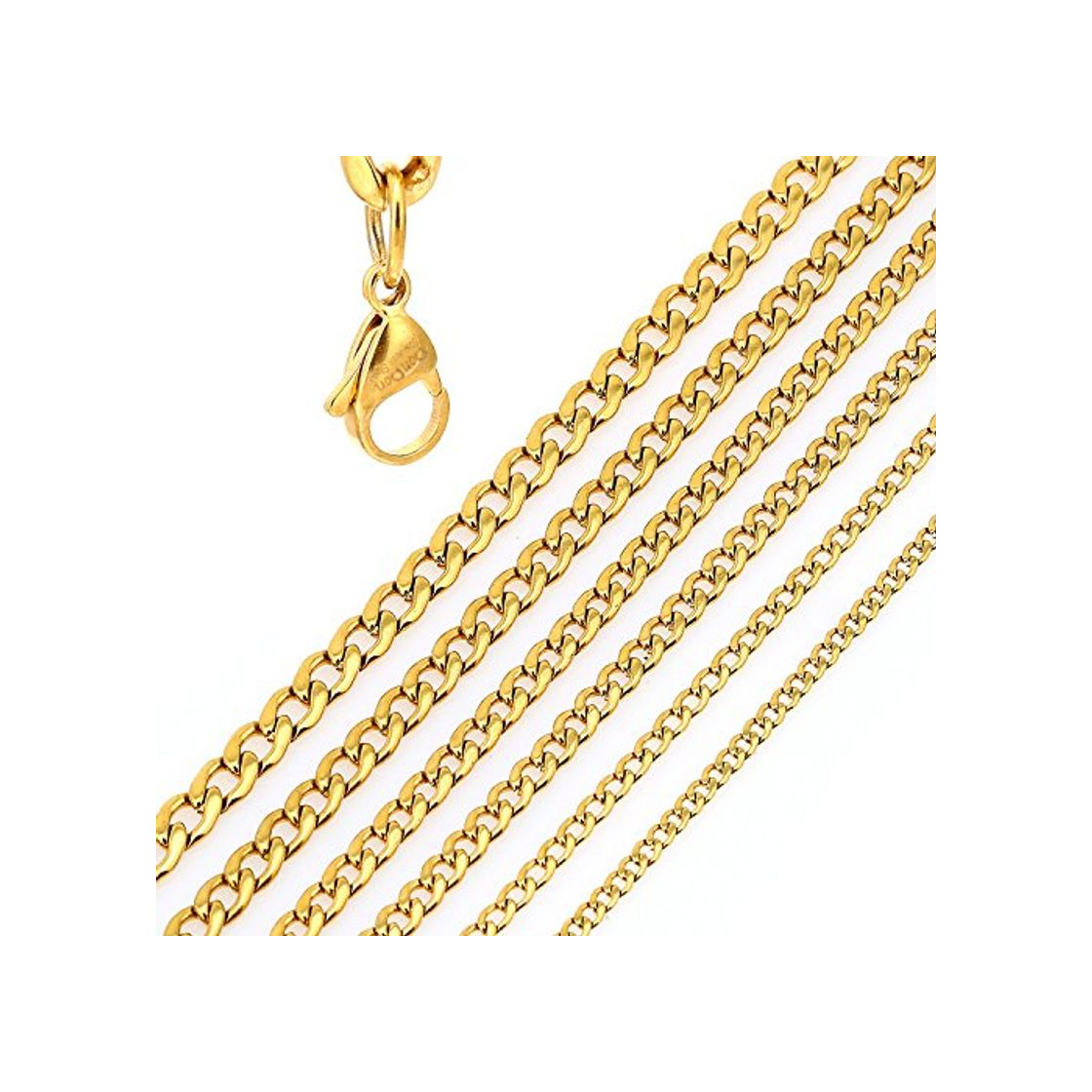Social DonDon collar de acero inoxidable masivo de color oro para hombres longitud