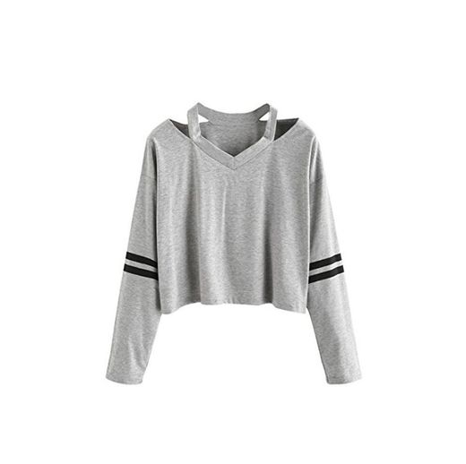 Sudadera Mujer Corta,Venmo Moda Mujer Manga Larga Sudadera V Cuello Causal Tops