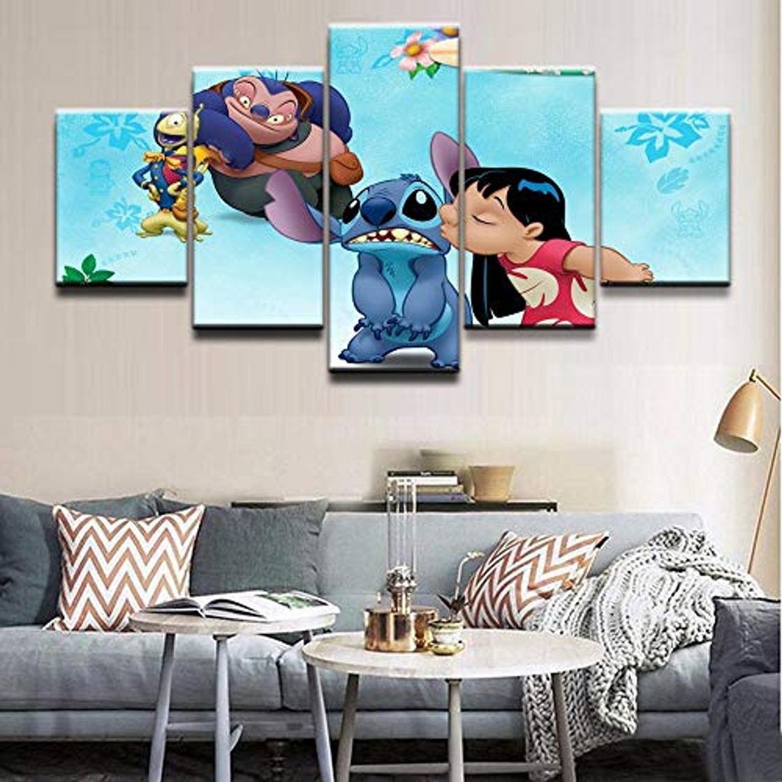 Products WYJIE Cuadros modulares Impresos en HD Marco de Arte de Pared 5 Piezas Película Lilo y Stitch Pintura de Personajes sobre Lienzo Carteles Decorativos para el hogarNo Framed20x35cm20x45cm20x55cm