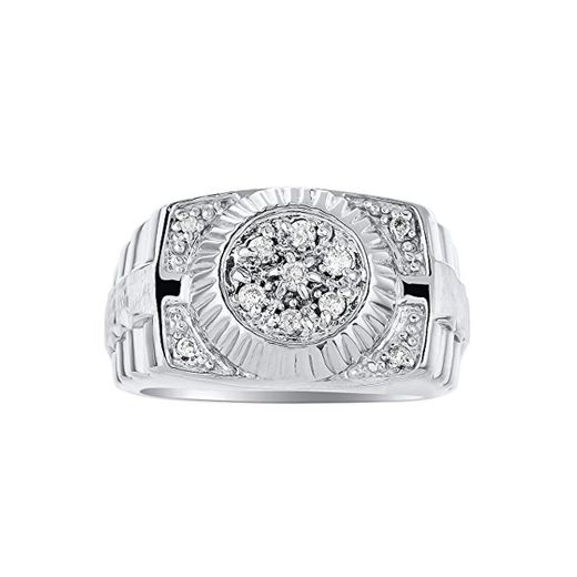 Para hombre anillo de diamante 14 K amarillo o de oro blanco anillo banda Rolex estilo